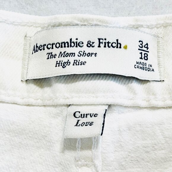 Abercrombie & Fitch Women Stretch White High Rise The Mom Short Plus Sz 18 NWT - Picture 4 of 9